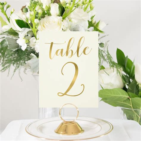 Elegant Gold Foil Wedding Table Numbers Gold Table Number Etsy