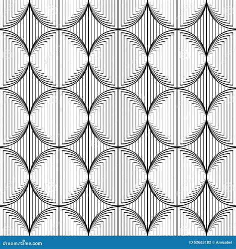 Design Seamless Monochrome Circle Lines Pattern Stock Vector