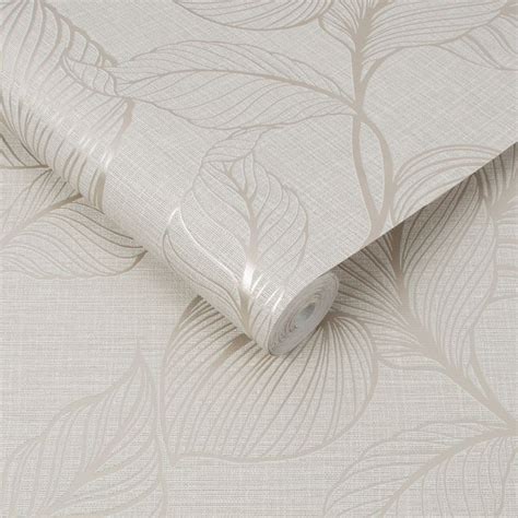 Royal Palm Pearl White Wallpaper