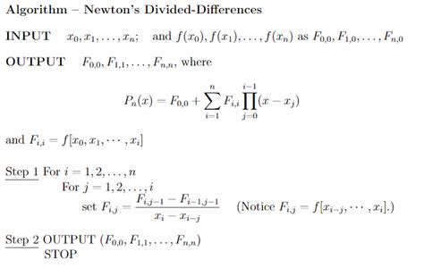 Solved Algorithm Newtons Divided Differences Ro Z1