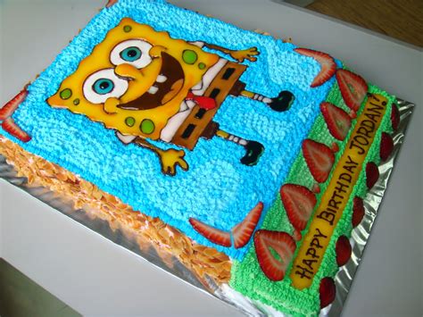 Yummy Baking Spongebob Squarepants Strawberry Flavour Birthday Cake D2