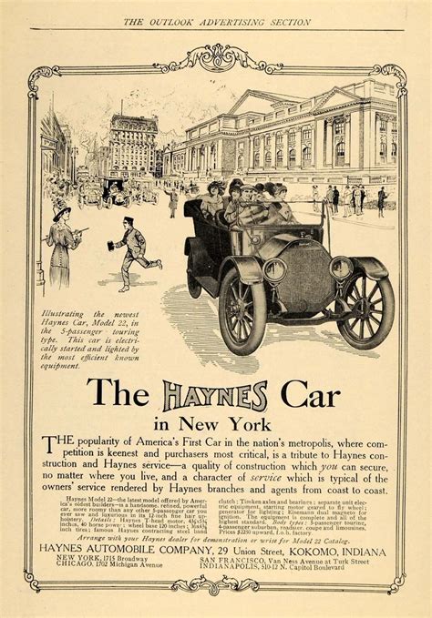 1912 Ad Haynes Car Automobile Model 22 Kokomo Motor Original