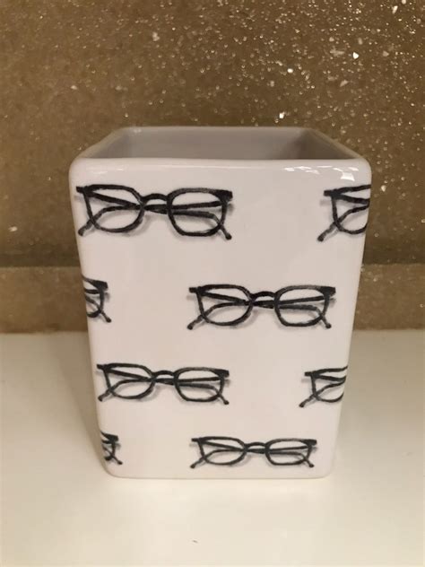 Ceramic Rae Dunn Holder With Eyeglass Icons So Cute Love This To Hold Glasses On Your Desk