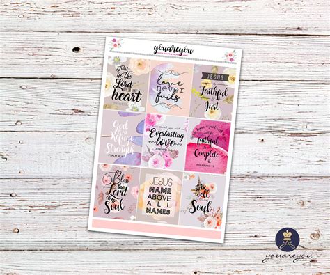 Bible Verses Stickers Inspirational Quotes Motivational Etsy