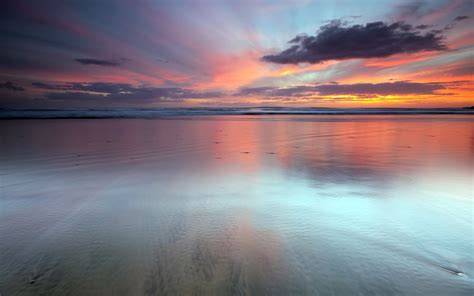 Wallpaper Sunlight Sunset Sea Shore Reflection Sky Clouds