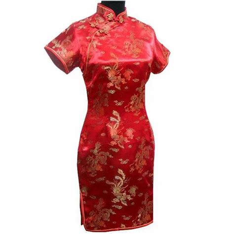 Buy Hot Sale Red Chinese Lady Summer Dress Ethnic Satin Women Cheongsam Sexy