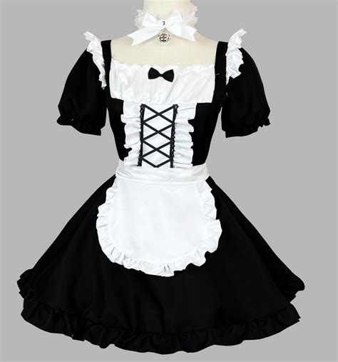 Y2k Womens Sexy French Maid Cosplay Costume Plus Size Gown Mypinkfashion