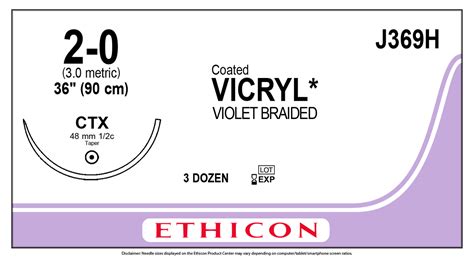 Ethicon J369h Coated Vicryl Polyglactin 910 Suture
