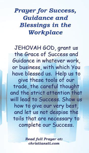 Prayer For Success Guidance And Blessings In The Workplace Grace O