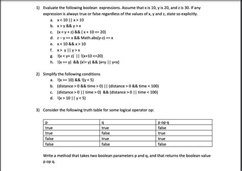 solved 1 evaluate the following boolean expressions assume