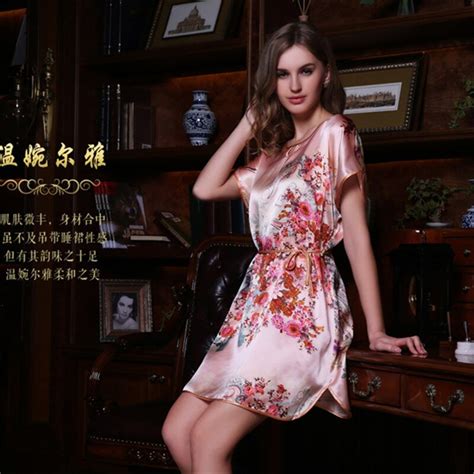 plus size pure silk print nighty dress brand 100 mulberry silk short sleeve nightgowns free