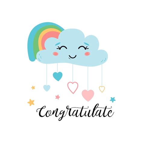 Premium Vector Congratulations Banner With Colorful Smiling Cute