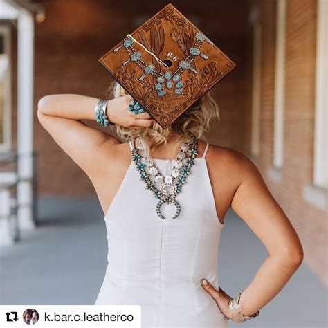 Hand Tooled Graduation Cap With Leather Tooled And Painted Squash