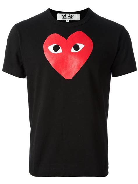 Play Comme Des Garçons Printed Heart T Shirt in Black for Men Lyst