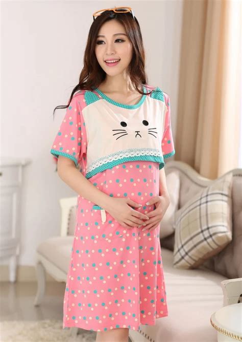 Buy Cute Kitty Summer Cotton Maternity Pijamas Pajamas For Pregnant Women