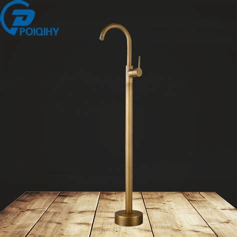 Faucet type:bathtub faucet, installation type:roman tub, installation holes:three holes, number of handles:two handles, finish:antique brass, style:antique, flow rate:1.8 gpm (6.81 l/min), cold and hot switch:yes, valve type:ceramic valve, overall height:140 mm(5.51 ), spout height:75mm. POIQIHY True Brass Free standing Bathtub Faucet Tub Filler ...