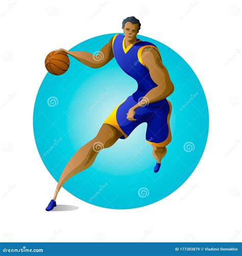 Basketball Player Dribbling On The Fast Break Stock Vector