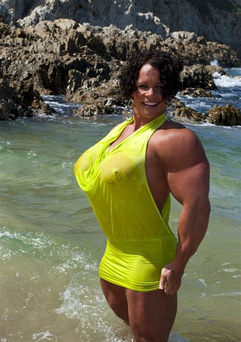 Truly Massive Female Muscle Beast Beach Posing Muscle Girls