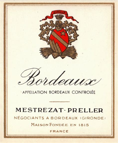 Wine And Cork Wine Label Vintage Bordeaux Region Wine Labels
