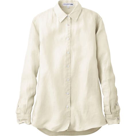 Uniqlo Women Idlf Linen Long Sleeve Shirt In White Off White Lyst