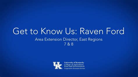 Get To Know Us Raven Ford Area Extension Director East Regions 7 And 8