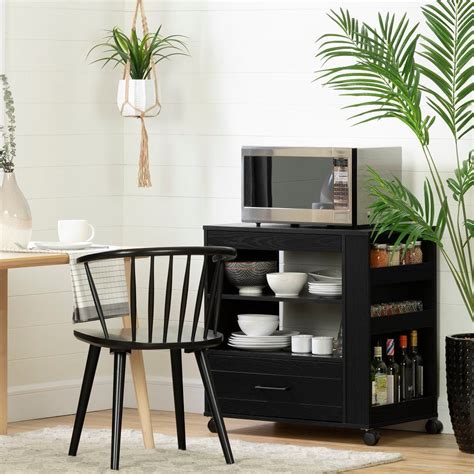 Walmart.com has been visited by 1m+ users in the past month Contemporary Black Oak Microwave Cart - Vietti in 2020 ...
