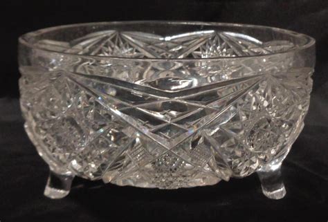 Sold Price Vintage Three Footed Heavy Hand Cut Crystal Bowl W