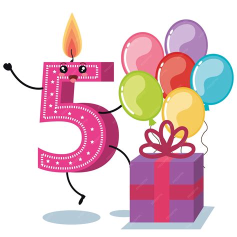 Premium Vector Happy Birthday Candle Number Character
