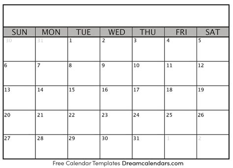 Blank Calendar Templates You Can Create Your Activities Work Plans