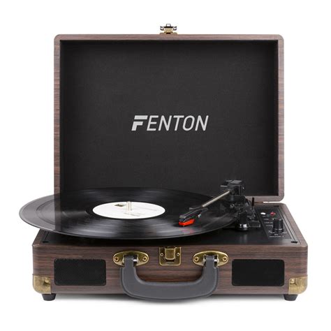 Dark Wood Briefcase Record Player With Bluetooth Fenton Rp115b