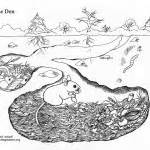 Five magical girlfriends and their favorite animals gathered in a clearing. Animal Homes - Coloring Nature