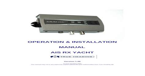 Operation And Installation Manual Ais Rx Yacht · Ais Automatic