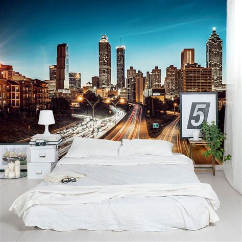 Hours may change under current circumstances Atlanta City Lights Skyline Wall Decal | Cityscape Wallpaper