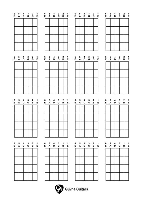 Blank Guitar Chord Charts Printable Pdf Diagrams Guvna Guitars