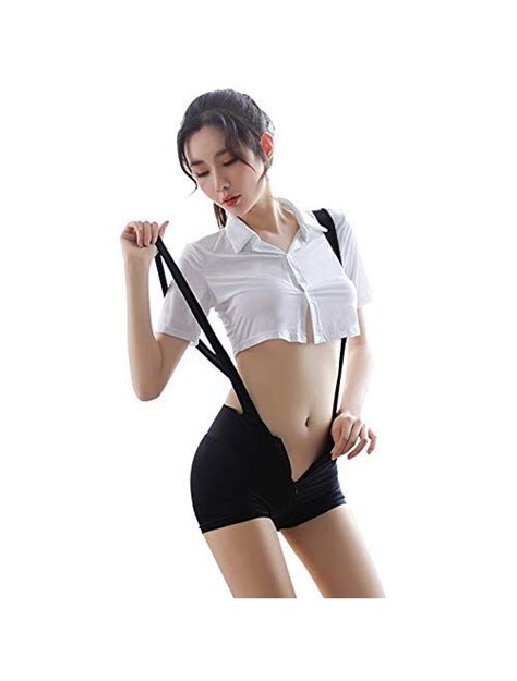 buy yomorio womens naughty schoolgirl cosplay lingerie sexy uniform suspenders shorts with