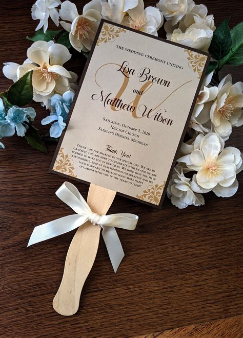 Double Sided Wedding Program Fans With Ribbon Etsy Wedding Programs