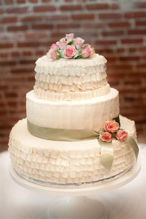 Three Tiered Ruffle Wedding Cake