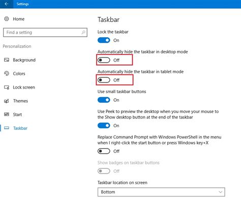 Hide Taskbar Automatically Desktop Amp Tablet Mode In Windows 10