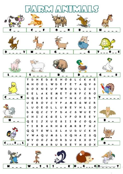 Looking for worksheets to help your students review orwell's masterpiece, animal farm? FARM ANIMALS - WORDSEARCH | Animal worksheets, English ...