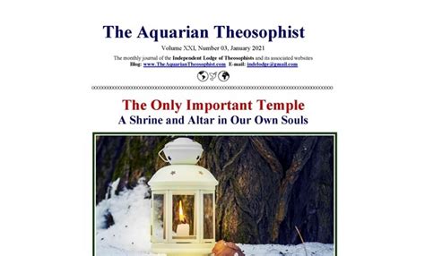 The Aquarian Theosophist January 2021