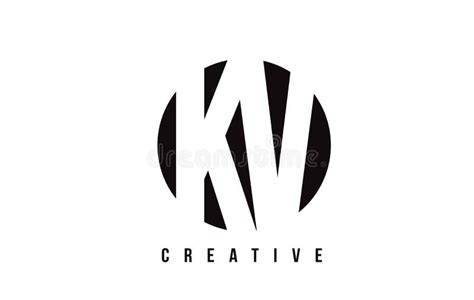 Kv K V White Letter Logo Design With Circle Background Stock Vector