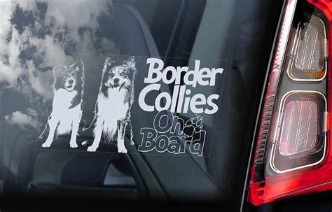 Border Collies On Board Car Window Sticker Collie Dog Sign Etsy