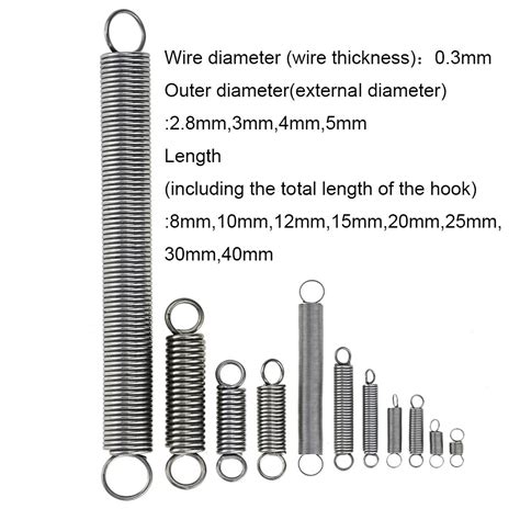 10pcs 304 Stainless Steel Dual Hook Small Tension Spring Hardware