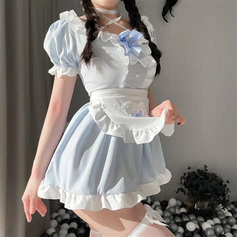 Color Cosplayer Maid Dress Sexy Lolita Dresse Pink Kawaii Servant Uniform Halloween Cosplay