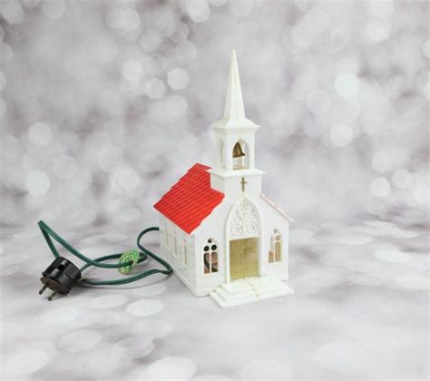 Reserved Vintage Lighted Plastic Church W Red Roof By Etsy Retro