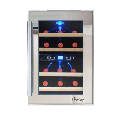 Vinotemp 12 Bottle Dual Zone Thermoelectric Mirrored Wine Cooler Vt