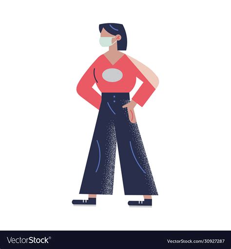 Black Haired Woman In Black Pants Standing Vector Image