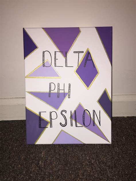 Delta Phi Epsilon Dphie Canvas With Purple And Gold Design Made For