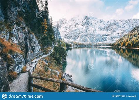 Great Alpine Lake Braies Pragser Wildsee Location Place Dolomiti