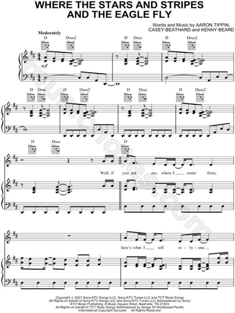 Aaron Tippin "Where the Stars and Stripes and the Eagle Fly" Sheet Music in D Major - Download ...